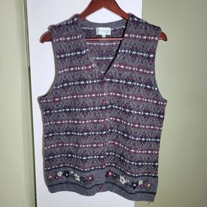 ❤️ 3 for $35 Simons wool multicolor floral grandpa cottagecore vest Cardigan med